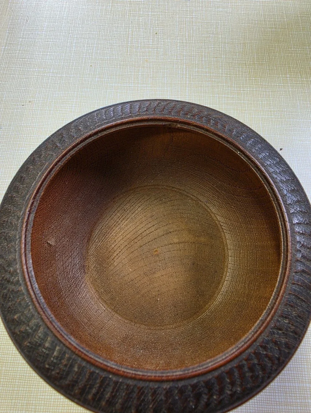Carved And Inlaid Treen Wooden Bowl